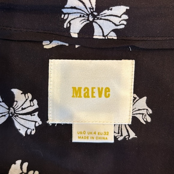 MAEVE Anthropologie rayon bow pattern high low hem blouse size 0 - Picture 4 of 10